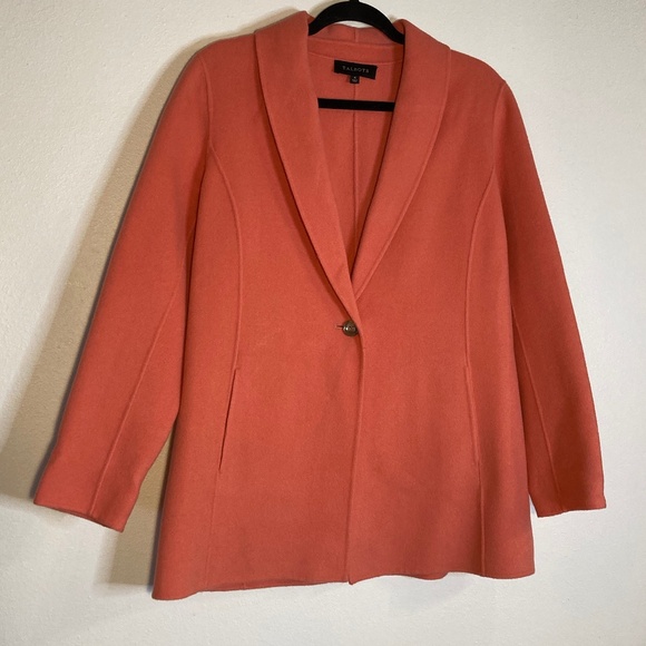 talbots button front salmon pink wool blazer - Picture 1 of 6